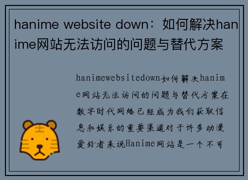 hanime website down：如何解决hanime网站无法访问的问题与替代方案